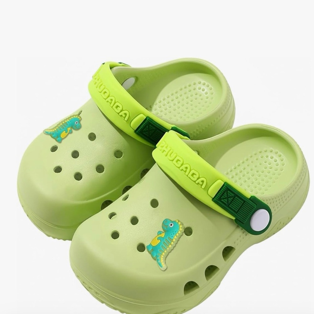 Kids Green Clogs with Dinosaur Design